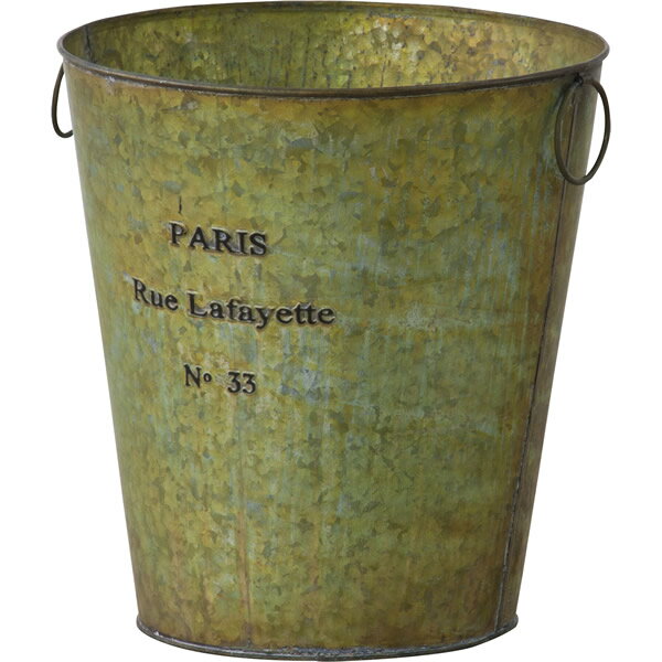 ダストボックス ゴミ箱 花生け バケツ トラッシュカン アンティーク 収納 花生け スチール製 シルバー ブロンズ アイボリー グリーン