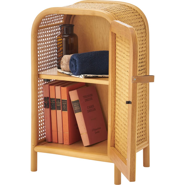 キャビネット　チェスト　ラタン　ミニキャビネット　小さめ　小さい　かわいい　扉付き　2段　本棚　ベッドサイド　寝室　コンパクト　韓国インテリア　ナチュラル