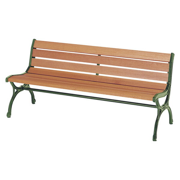 *業務用　ベンチ18号B　150cm幅　長椅子　背付　肘無　背・座部： 天然木（ニャトー材）・防腐処理　肘..