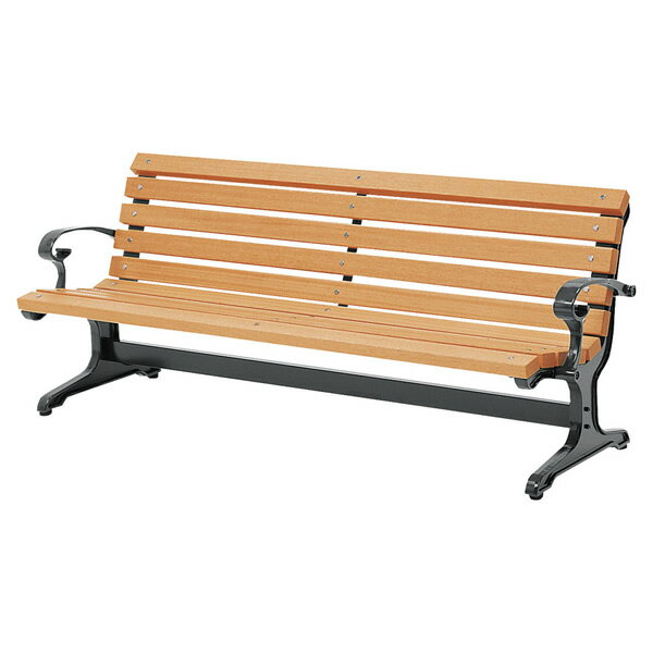 *業務用　ベンチ19号A　180cm幅　長椅子　背付　肘付　背・座部： 天然木（ニャトー材）・防腐処理　肘..