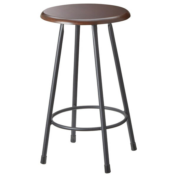 *業務用　STEEL BARSTOOLシリーズ　スツール　ラウンドスツール　C-603B　スチール　粉体塗装　ブラック　天然木ゴム集成材　アルダー　ダークブラウン　座高565mm　脚はお客様にて取り付け　既製品
