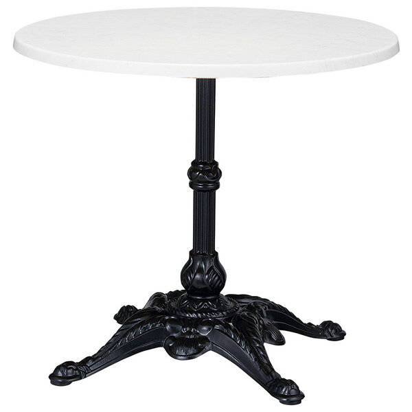 *業務用　ガーデンテーブル 83号　屋内外テーブル　アウトドア　W800φ　天板： トパリット・マーブル・　T=16mm・見附26mm　脚部： アルミ鋳物・アジャスター付（組式立）　既製品　屋内外対応品