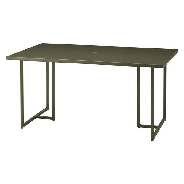 *業務用 テーブル ラスティテーブル150 ダイニングテーブル ガーデンテーブル 150cm幅 センターホール40φ 天板： スチール・粉体塗装・ブラウン・T=30mm 脚部： スチール・粉体塗装・ブラウン アジャスター付（組立式） 既製品 屋内外対応品