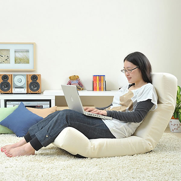 ハイバック座椅子 くつろぎ座椅子　頭部、腰部、脚部が7段階にリクライニング　7色対応　ワッフル風の..