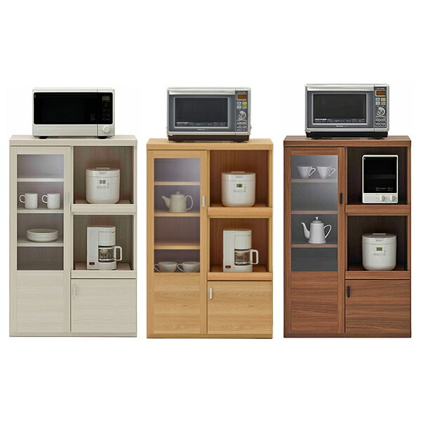Rakuten - 【SMART KITCHEN スマートキッチン　ハイカウンター　幅約76cm】　キッチン収納　レンジ台　日本製　完成品　最上位等級規格製品：F★★★★　ホワイトウッド　キャナルオーク　リアルウォールナット