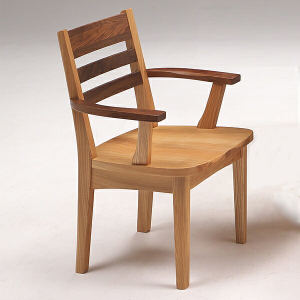 ADC-3901　ダイニングチェア　肘付固定椅子　天然タモ無垢材　重厚感　F★★★★　ウレタン塗装　ホルムアルデヒド放散量基準　エコ商品　飛騨の家具風　ナチュラル(3)