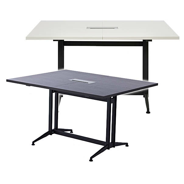 T字脚大会議テーブル 基本 オフィスデスク ミーティング 会議机 連結 エクステンション アール・エフ・ヤマカワ製 W1300xD1000xH720 RFTMT-1310WH 新品 オフィス家具 コンセントBOX付 T型タイプ