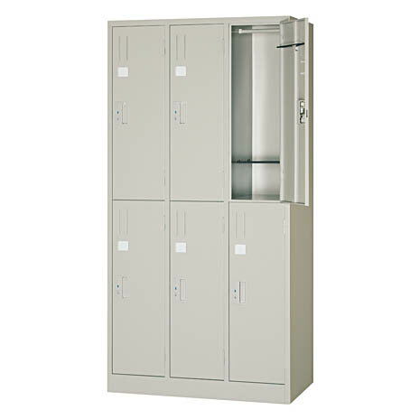 ロッカー 6人用 スタンダード 上下2段3列 車上渡し ニューグレー シリンダー錠 日本製 完成品 収納 オフィス スポーツジム 病院 人気 グリーン購入適合商品 オフィス家具市場オリジナル製 W900xD515xH1790 NL67-P 新品 オフィス家具 6人用