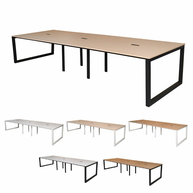 フリーアドレス用テーブル 4ヶ口コンセント付き 8人用 ミーティングテーブル 天板3色×フレーム脚2色 アール・エフ・ヤマカワ製:Lismシリーズ W3600xD1200xH720 RFFLT-3612WH-WL 新品 オフィス家具