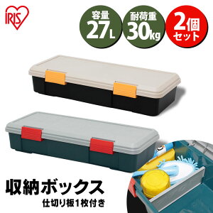 コンテナボックス フタ付き 2個セット アイリスオーヤマ 収納ボックス フタ付き 27L 収納ケース 耐荷重30kg 仕切り付き収納 車載 収納BOX トランク収納 カートランク RVBOX 770F 屋外収納 工具収納 工具箱 釣り 海 レジャー キャンプRVボックス 防水