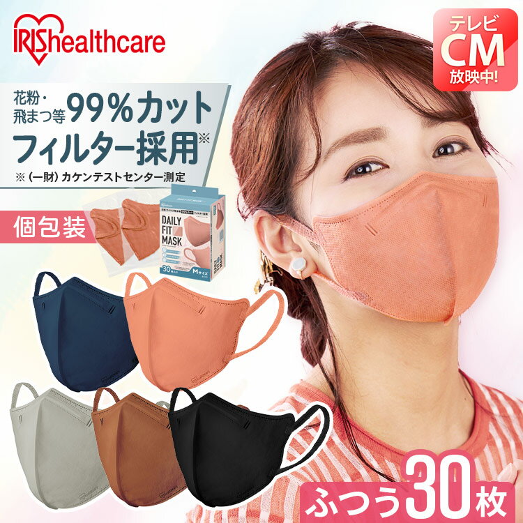 マスク 不織布 立体 カラー カラーマスク 血色マスク DAILY FIT MASK ふつうサイズ 30枚入 RK-D30MP/BR/BK/G/N ピン…