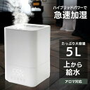 [最大400円OFFクーポン]加湿器 卓上 大容量 ハイブリッド式加湿器 おしゃれ 上部給水式 5.0L ホワイト TMD-AK02 加湿器 加湿機 ハイブリッド式 300ml/h 5.0L そのまま給水 湿度デジタル表示 オフタイマー 自動加湿制御 3段階調節 【D】