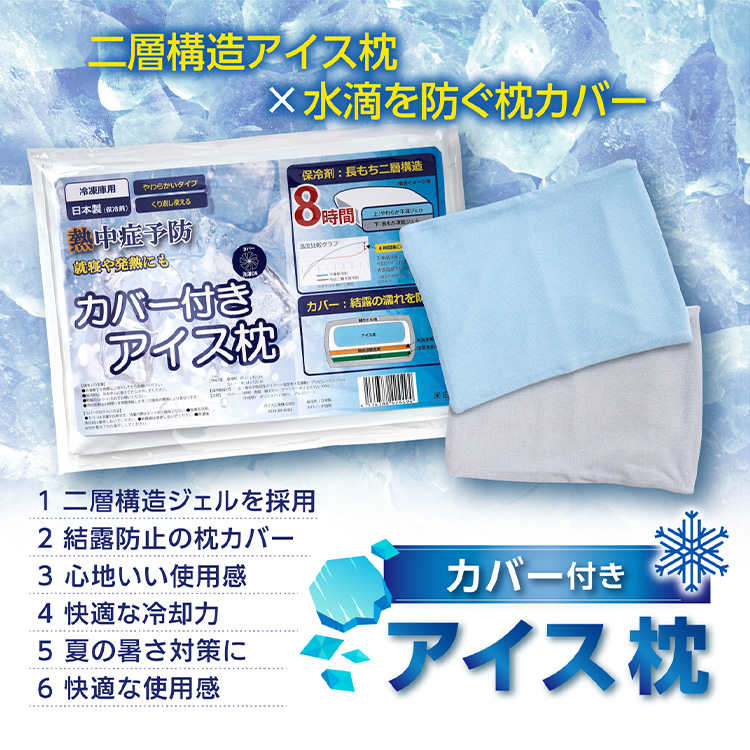 水滴を防ぐカバー付きアイス枕 60-0145BLアイス枕 アイスまくら ジェル カバー付き...