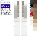【開梱設置付き】スリムすきまくん Mタイプ ミラー扉キャビネット 幅15~30cm 奥行42cm 高さ180.2cm M3 左開き(M3L) 右開き(M3R) ...