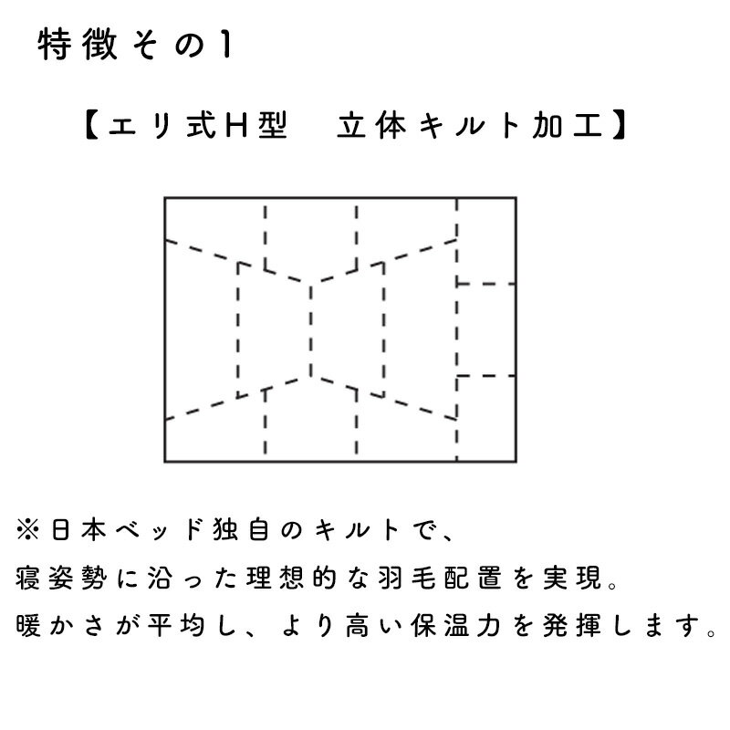 【お見積もり商品に付き、価格はお問い合わせ下さい】日本ベッド 羽毛掛ふとんプレミアムフォーター 95 ホワイト 50866SD セミダブルサイズ・ D ダブルサイズ シルク マザーグースダウン スモールフェザー 抗菌 防臭加工 3