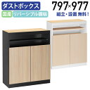 【テレワーク応援】【組立・設置、無料サービス対象商品】リポーゾ カウンターユニットダストボックス W797 D393 H977 アジャスター付き ブラック×ウッ...
