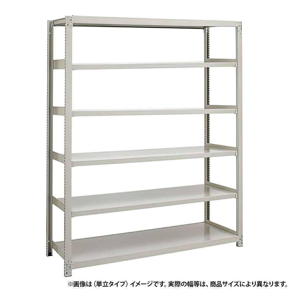 【法人宛限定】6段中量スチールラック 単立タイプ H2100 W1855 D930 工場 物流 作業現場用品 大型収納 倉庫 店舗 物品棚 整理整頓 収納棚 配送センター スチール棚 収納ラック バックヤード 幅185.5 奥行93 高さ210 アイボリー 3MS7690-6 [3]