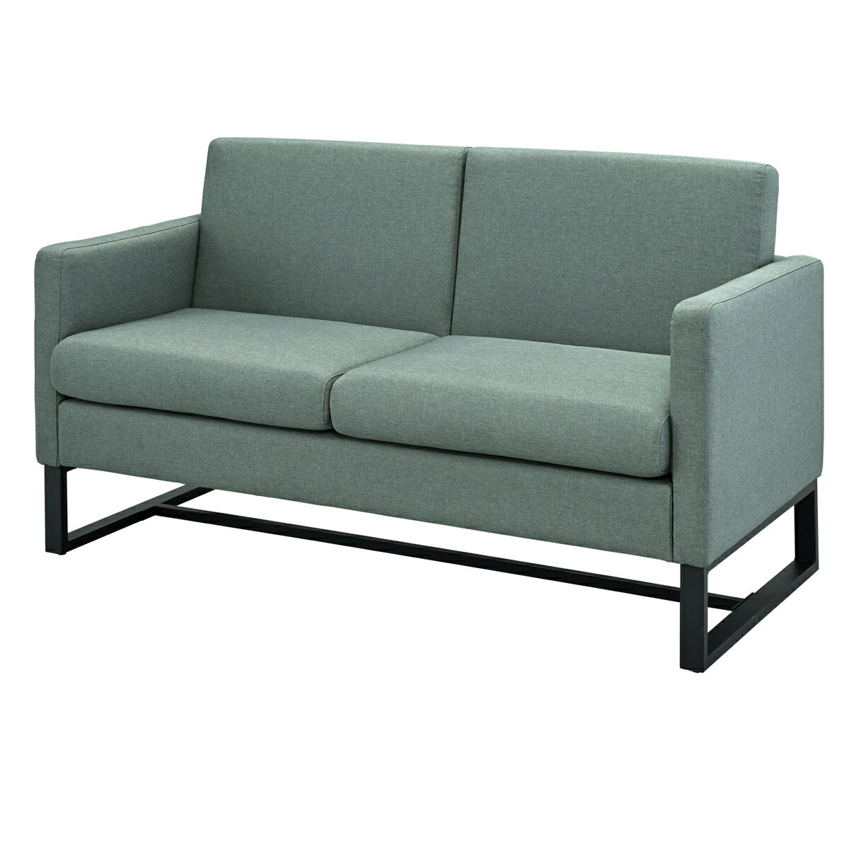 【法人宛限定】スクエア ソファーII 2人掛け W1340 D640 H760 応接ソファー スクエアシリーズ レザー ファブリック カジュアル スタイリッシュ 待合室 応接室 ブラック/グリーン RY-SSF2P2 [2]