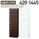 【テレワーク応援】鍵付き5段ボックス W420 D290 H1445 木製収納棚 扉付き 鍵付き 一括で施錠管理 収納ボックス チェスト キャビネット シンプル 背面化粧仕上げ ホワイト/ブラウン KRS-14KB【個人宅配送費込B】