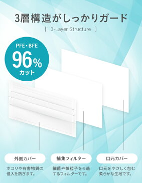 予約【5月中旬より順次出荷】 マスク 送料無料 51枚 不織布マスク 3層構造 高密度フィルター 送料無料 ウイルス対策 使い捨て 男女兼用 白 ホワイト 大人用 花粉 風邪対策 ほこり 1DAYマスク 50枚+1枚 テレワーク 在宅勤務