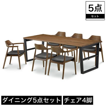 ダイニング5点セット ダイニングテーブル ダイニングチェア 4脚 4脚セット 6人掛けテーブル ロの字脚 セット テーブル幅200cm ブラウン チェアA型:ブラウン テーブル チェア ベンチ 食卓 シンプル モダン おしゃれ ダイニングセット