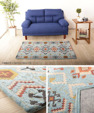 ラグマット 厚手 オルテガ柄マット 50×80 マルチマット マット ラグ カーペット 絨毯 フロアマット チェアマット ドアマット 玄関マット フロアラグ 室内 ネイティブ柄 おしゃれ 可愛い 一人暮らし 引越し 新生活