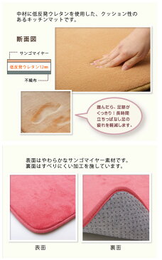キッチンマット 無地 低反発 快適さらり 約45×120cm 低反発ウレタン シンプル マット ラグ カーペット 台所マット キッチン ドアマット 玄関マット 廊下 フロアマット ロング