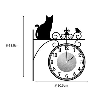 ウォールクロックステッカー ねこ柄 まちねこ ウォールステッカー 時計 掛け時計 ウォールクロック ステッカー 猫 ネコ 壁 ステッカー シール デコレーション かわいい おしゃれ モノクロ 黒 ウォールステッカー 時計 ウォールステッカー 猫