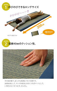 い草マット ごろ寝マット ノア 枕付Sらくらく シングル マット 約90×200cm まくら 約40×20cm い草 国産 フリーマット