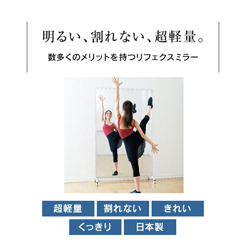 【8/1までP5倍!】鏡 ミラー Rタイプミラー NRM-90 キャスター付き スポーツ 割れない 軽い 軽量 日本製 リフェクス 関家具 宅配便