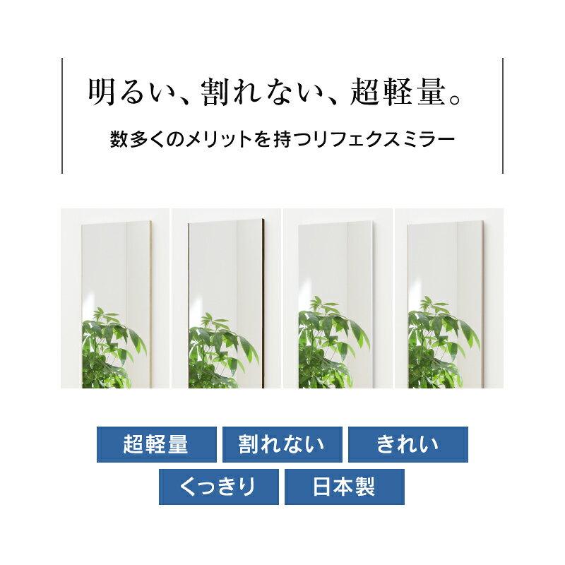 【マラソンセール中P5倍】リフェクスミラー 鏡 ミラー 壁掛けミラー ウォールミラー ロング姿見 RM-4 壁掛け 立てかけ 姿見 割れない 軽い 軽量 日本製 リフェクス 関家具 宅配便 [2]