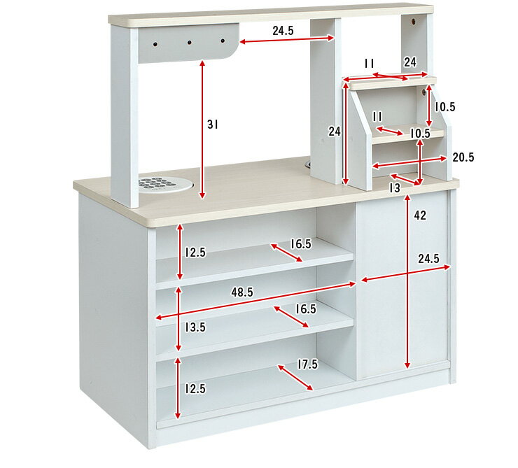 【一部完成品／ワイドタイプ／ボウル＆シール付】お店屋さんにもなる ままごとキッチン cook＆store core+(コアプラス) 3色対応 木製 お店屋さんごっこ ままごとセット ごっこ遊びトイ レジスター キャスター付き rvw (大型)