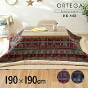 【収納袋付き】薄掛け こたつ布団 単品 正方形 ORTEGA(オルテガ) 約190x190cm KK-143 天板幅80x80cm以下用 レッド/グレー わくわくランド