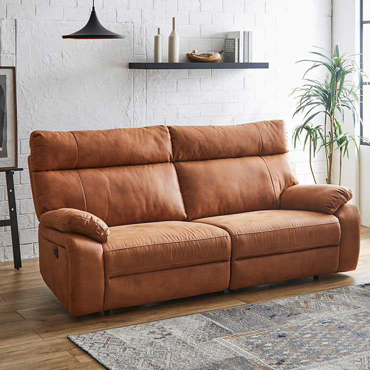 Leather - 【ポイント10倍!今晩20時開始】【搬入・組立設置付き】電動モーションリクライニングソファ 3人掛け 幅200cm USBポート付き 3人掛ソファー 3人掛けソファー 三人掛ソファー 三人掛けソファー ハイバックソファ ファブリックレザー シンプル 撥水 肘あり