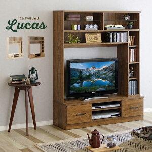 テレビボード テレビ台 幅120cm TVボード TV台 ハイタイプ 収納付き 39v型まで対応 大容量収納 リビング 可動棚 収納棚 スリム Lucas(ルーカス) 2色対応 おしゃれ わくわくランド