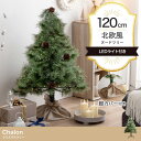 【割引クーポン配布中】クリスマスツリー H120cm LEDライト付き ヌードツリー Chalon(カロン) ミニツリー ツリー 単品 イルミネーション 飾り 電池式 単3 LED 麻 針金 もみの木 松ぼっくり おしゃれ シンプル 北欧 モダン ホリデー クリスマス