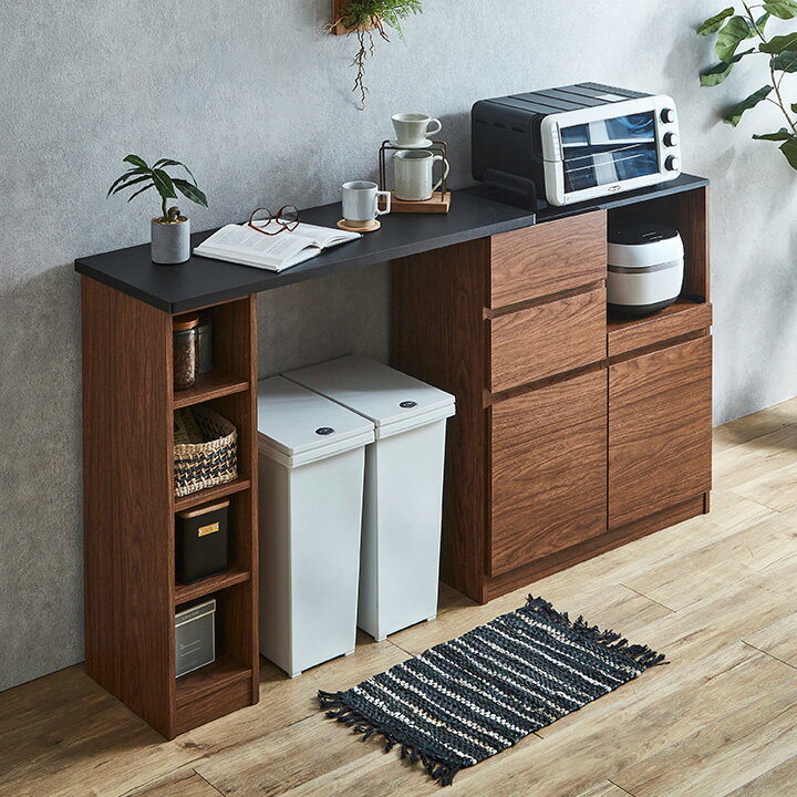 カウンター 北欧 カフェ 完成品 幅170 キッチンカウンター キッチン収納 黒 カウンター 北欧 カフェ 完成品 幅170 キッチンカウンター