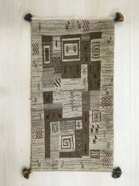 【ギャッベ 玄関マット 約57×103cm 森羅万象 All things in nature】GABBEH・ギャッペ(ギャべ)・イラン製・玄関マット・カーペット・ラグ・絨毯(じゅうたん)・ナチュラル・ベージュ・ブラウン