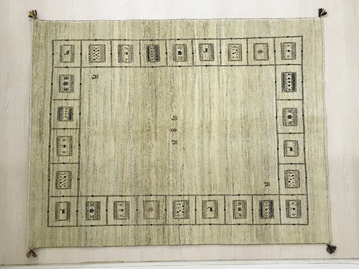 【ギャッベラグ 約3畳 約153×197cm 11735】GABBEH・ギャッペ(ギャべ)・イラン製・カーペット・ラグ・絨毯(じゅうたん)・ナチュラル系