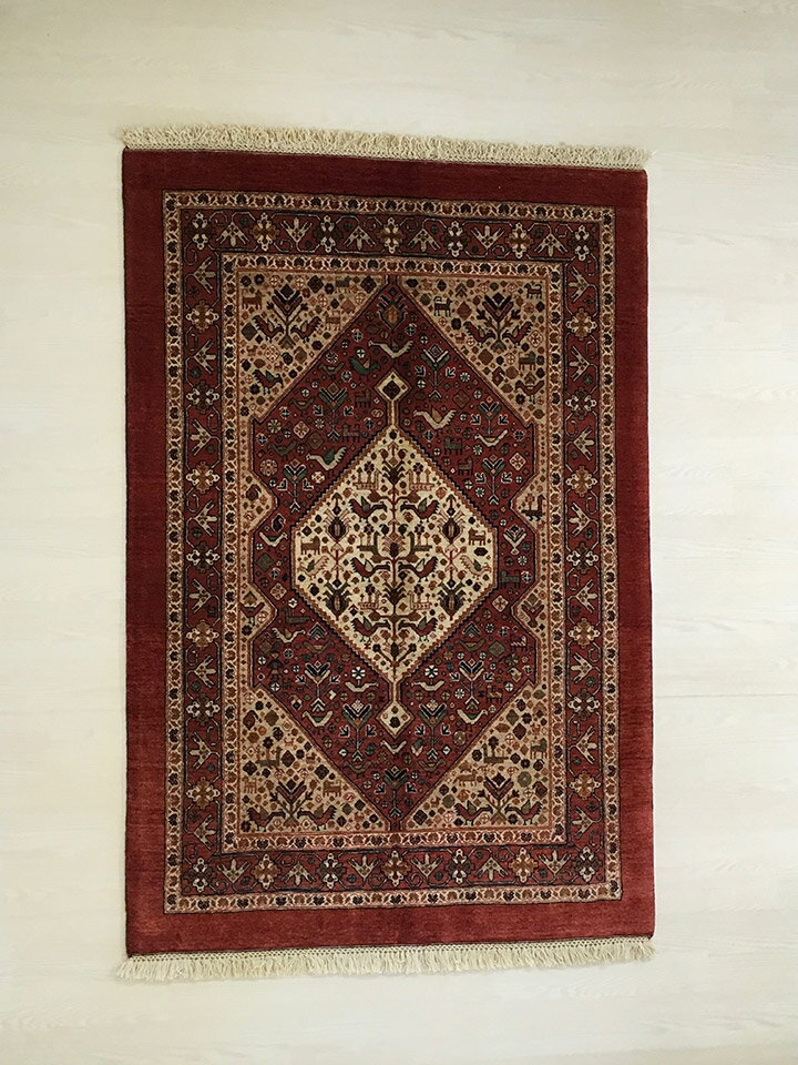 【ギャッベラグ 約118×176cm 13552】カシュガイ族・GABBEH・ギャッペ(ギャべ)・イラン製・カーペット・ラグ・絨毯(じゅうたん)・レッド系