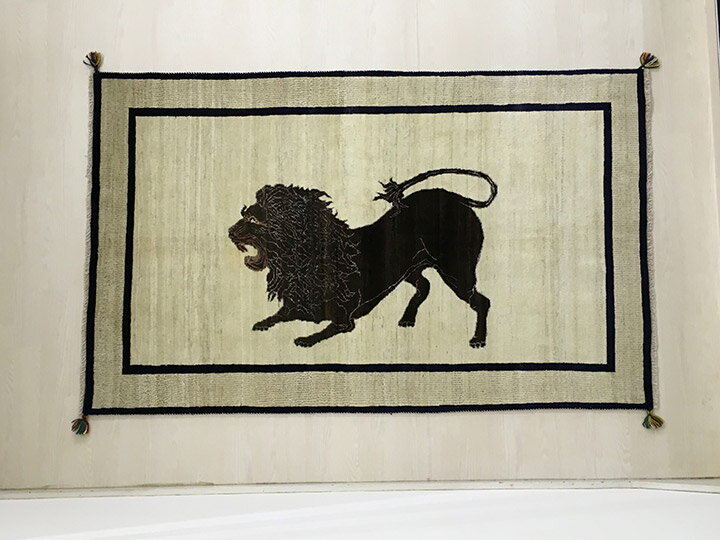 【ギャッベラグ 約118×192cm王様にするのが待ち遠しい(14872)】GABBEH・ギャッペ(ギャべ)・イラン製・カーペット・ラグ・絨毯(じゅうたん)・ナチュラル系・ライオン