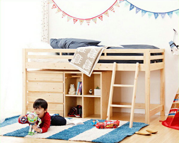 子供部屋にぴったり！お部屋を有効活用出来る万能システム・ロフトベッド4点セットシングルベッド 木製 すのこベッド すのこベット 階段 女の子 ロータイプ ミドルベッド 子供用ベッド 日本製 入学準備 入学祝い