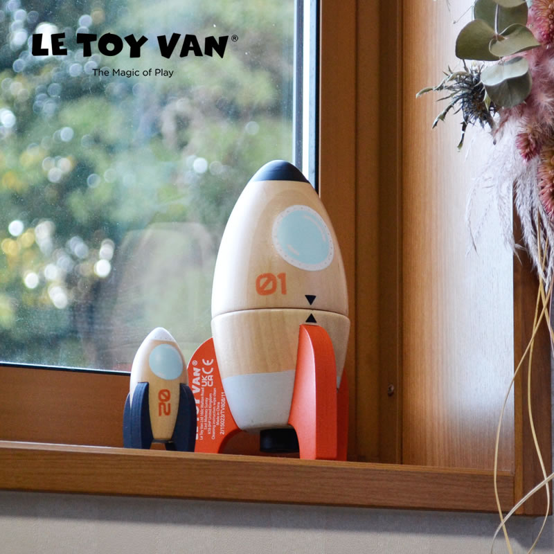 【期間限定値下げセール実施中！6/11 9:59まで】LE TOY VAN（ルトイヴァン）木のおもちゃ　スペースロケットデュオ木製玩具 かわいい おしゃれ 海外 クリスマス プレゼント 誕生日 出産祝い 知育玩具 子供 男の子 女の子 父の日 父の日ギフト