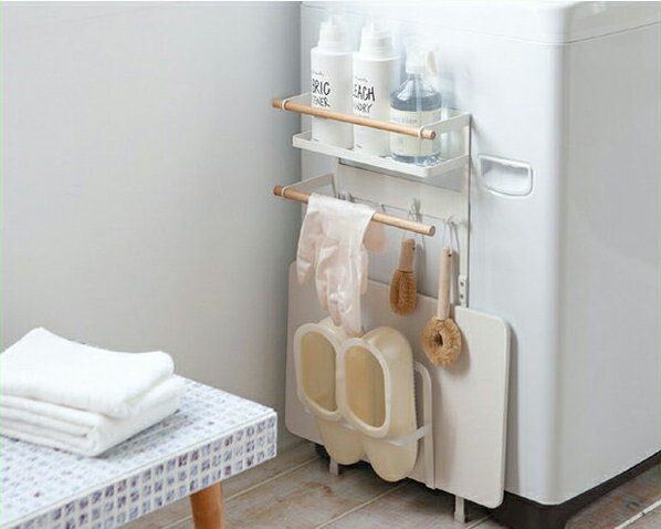 山崎実業(ヤマザキジツギョウ)洗濯機横マグネット収納ラック tosca(トスカ) ホワイトバス収納 ランドリー収納 掃除道具収納 小物収納 ランドリーラック マ...
