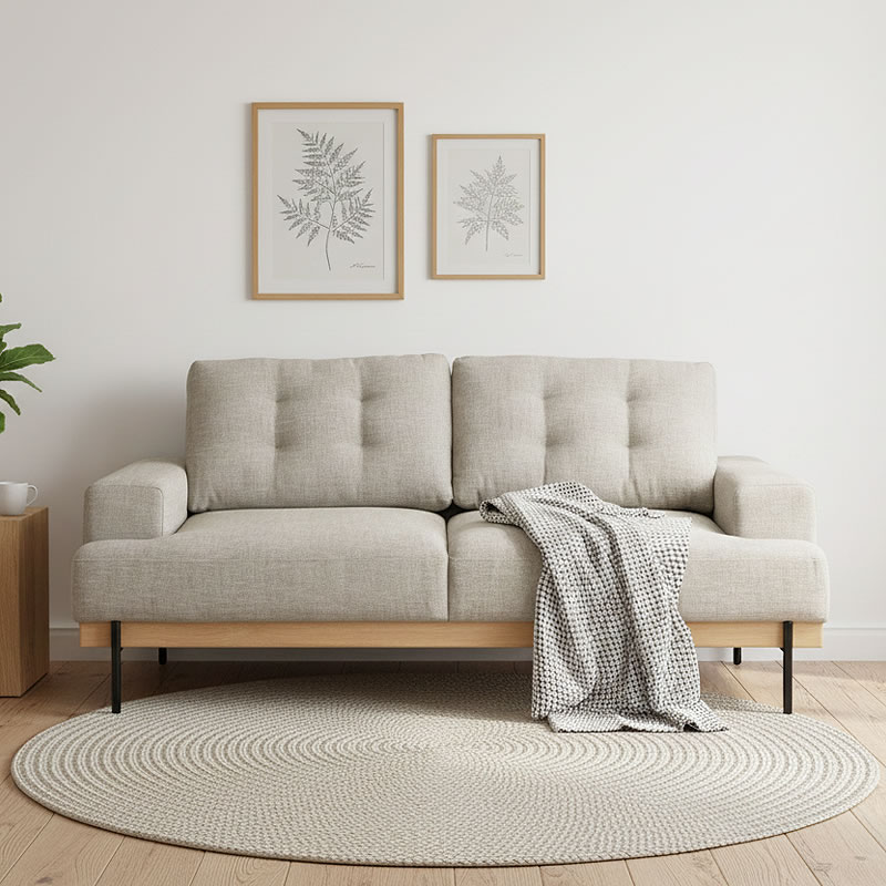 ゆったりくつろげる北欧モダン・ファブリックソファ 2.5人掛け ベージュ※代引き不可 2人掛け 2人 ...