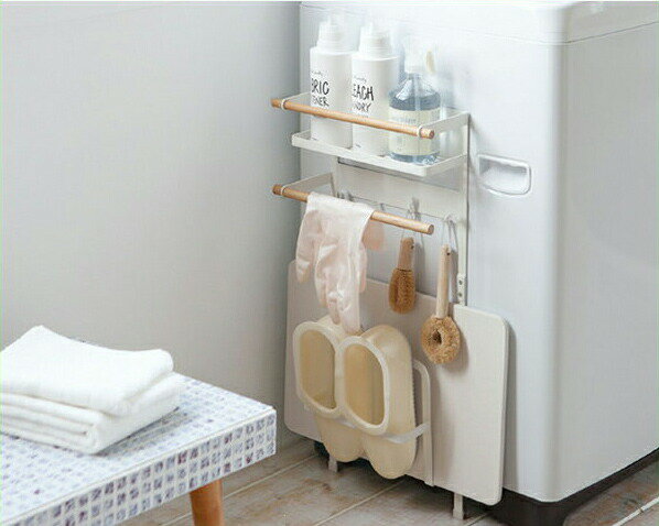 山崎実業(ヤマザキジツギョウ)洗濯機横マグネット収納ラック tosca(トスカ) ホワイトバス収納 ランドリー収納 掃除道具収納 小物収納 ランドリーラック マ...