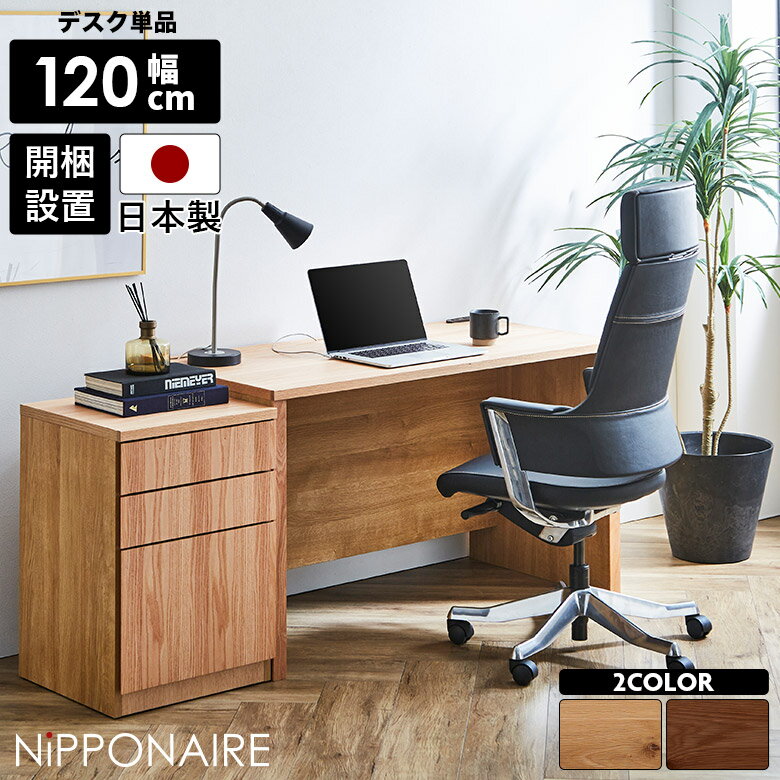 パソコンデスク 幅120 おしゃれ 北欧 モダン デスク シンプル 勉強机 奥行60 高さ72 コンセント付き 学習デスク 作業台 書斎デスク 国産 日本製 天然木 木製 木目 テレワーク 在宅ワーク ワークデスク PCデスク