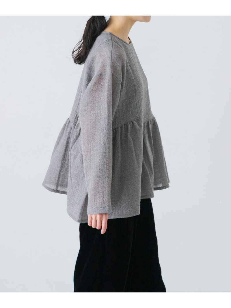 ウールガーゼギャザープルオーバー かぐれ カグレ トップス シャツ・ブラウス ブラック グレー【送料無料】[Rakuten Fashion]