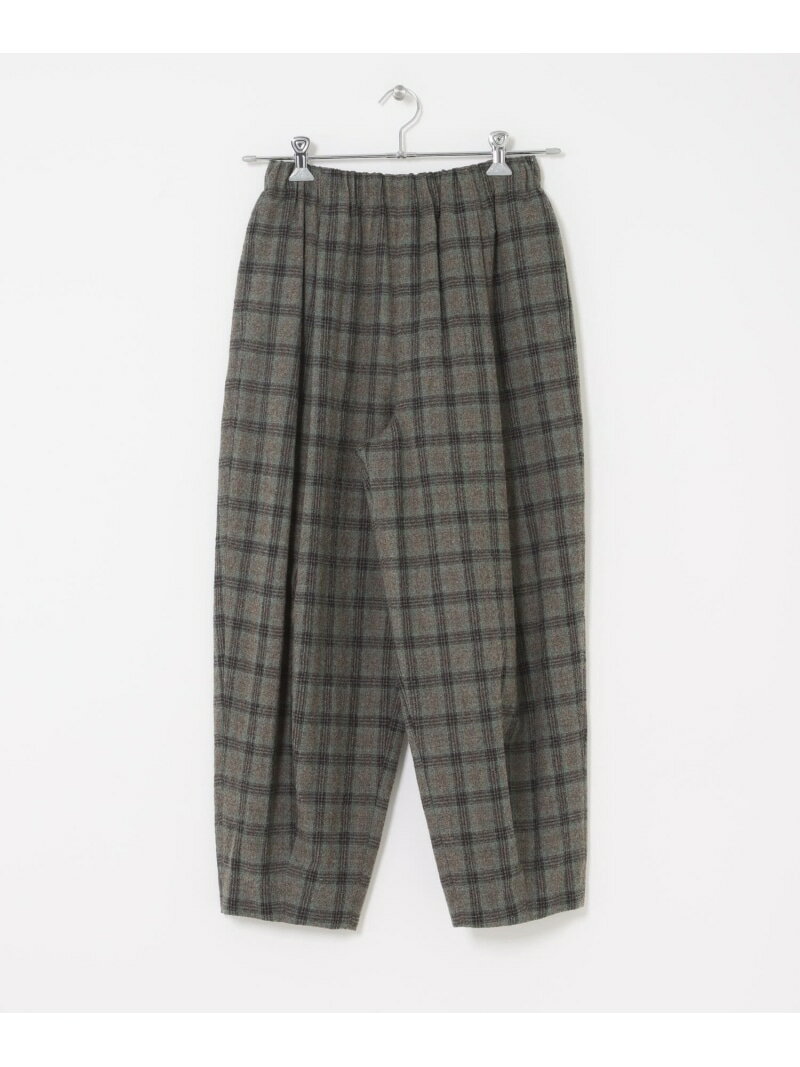 ウールコットンチェックパンツ かぐれ カグレ パンツ その他のパンツ グレー カーキグリーン【送料無料】[Rakuten Fashion]