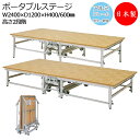 ポータブルステージ アルミ製 天板木貼り 高さ2段階 40cm 60cm 折りたたみ式 キャスター付き ステージ台 舞台 AL-0009
